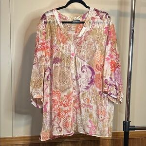 Maggie Barnes Pink and Purple Paisley Blouse